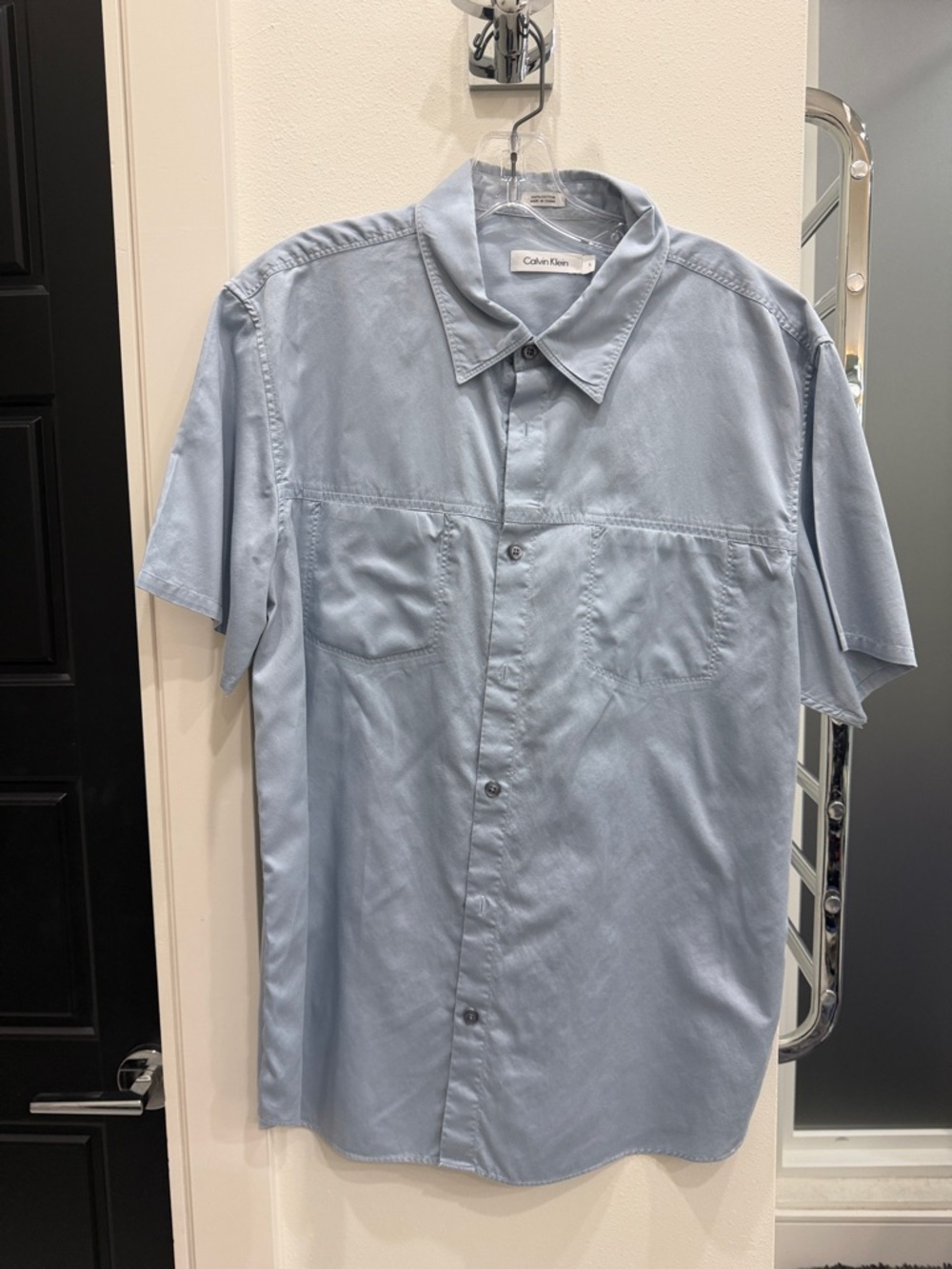 Calvin Klein Pale Blue Short-Sleeve Button-Down Shirt